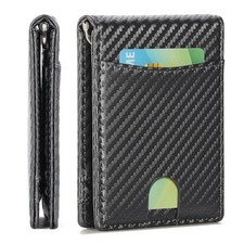 Men's Slim PopUp Bifold Carbon Fiber Wallet, RFID Blocking, Money Clip, Men Gift