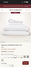NEW - BOLL BRANCH Percale 300 Thread Cotton Sheet Set White KING