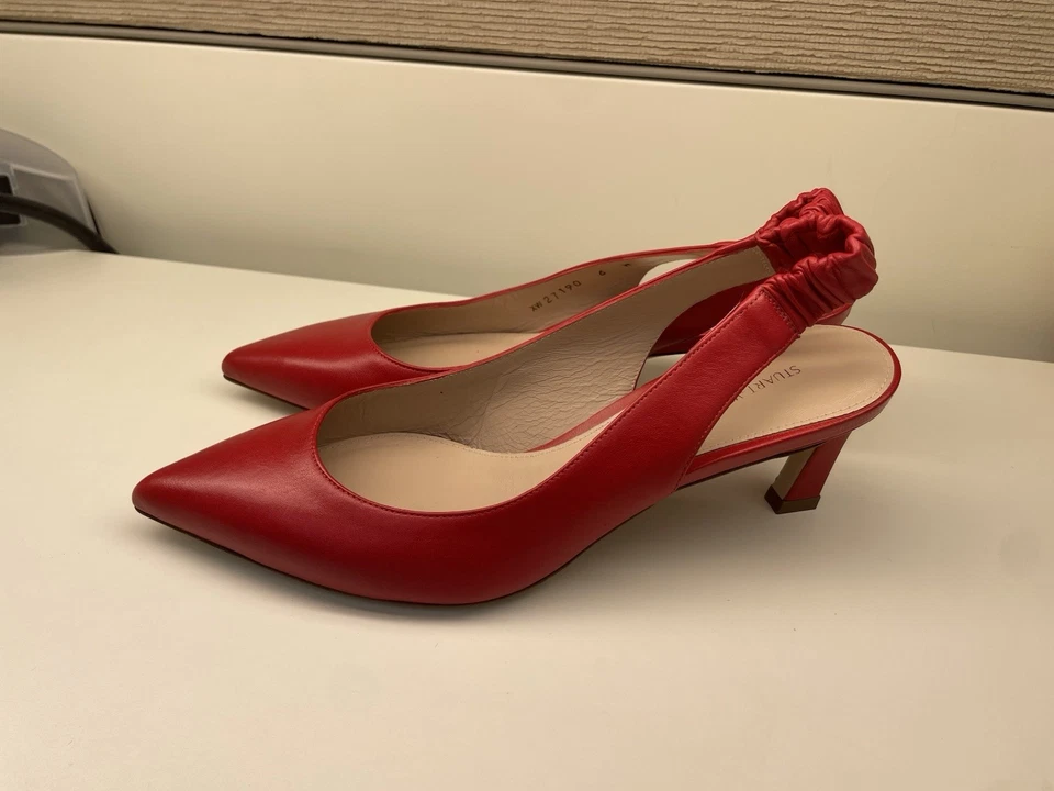 Stuart Weitzman Tacones Zapatos con Cordones de Cuero Rojo España Talla 6 Nuevos Foto 4 de 4