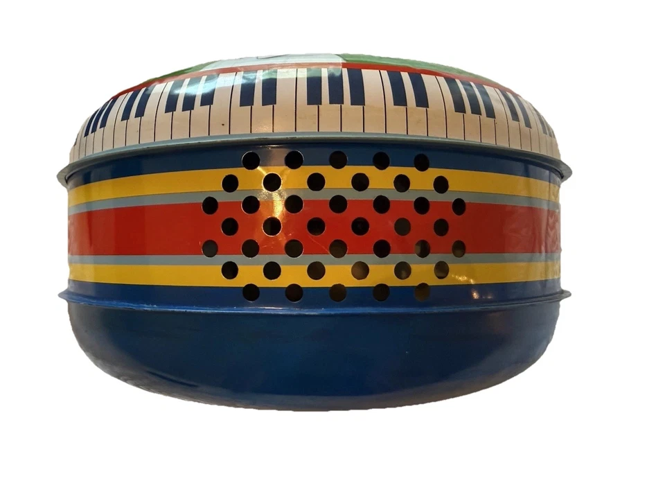 Tapa musical de hojalata Schylling juguete giratorio vintage manivela de metal coleccionable para niños Foto 4 de 4