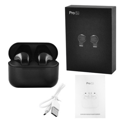 Jet Black Wireless Bluetooth Earbuds Pro 5S - with case and charger