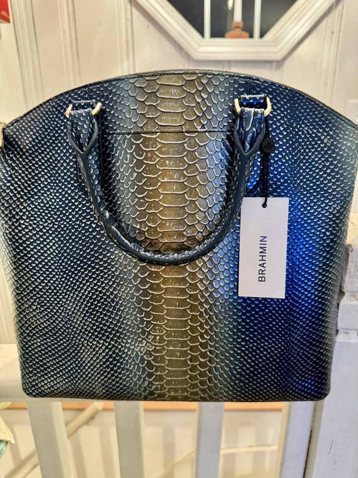 Bolso/ Bandolera Brahmin Grande Cuero Duxbury Serenity Meridian Azul Nuevo con Etiquetas Foto 2 de 4