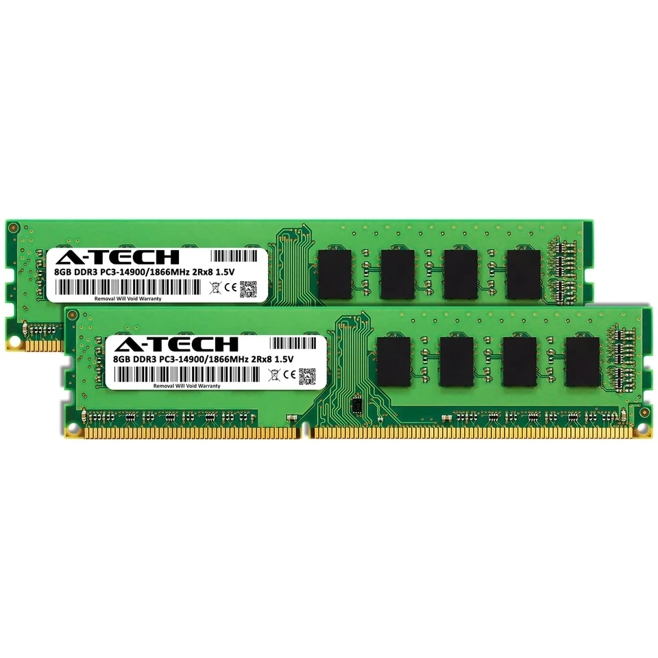 A-Tech 16GB Kit (2x8GB) DDR3 1866MHz PC3-14900 CL13 UDIMM 2Rx8 1.5V Non-ECC DIMM - Image 2 of 4