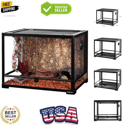 Large 34 Gallon Reptile Glass Tank,Front Opening Double Hinge Door 24'' x 18'' ...
