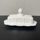 Vtg Indiana Colony Milk Glass White Harvest Grape Butter Dish Cover