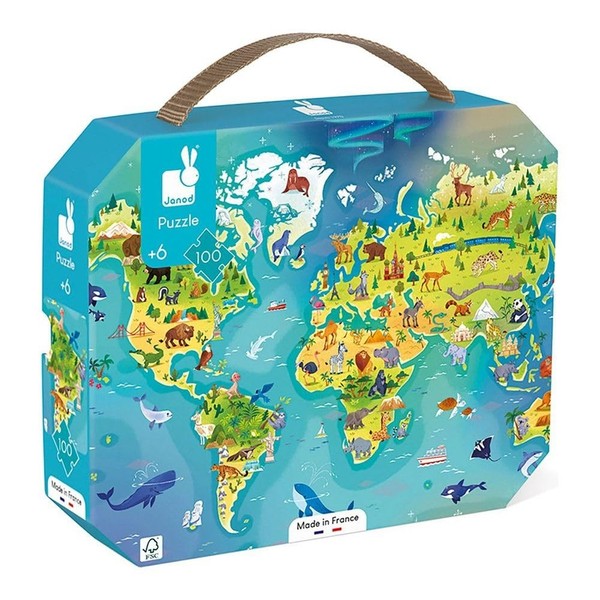 Janod Kinderpuzzle Die Welt 100 Teile - Lernspiel Ab 6-image