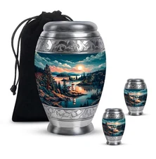 Keepsake Urns 10Inch + 3Inch Set Of 2 for Human Adult Ashes Cremation