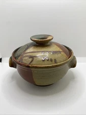 William Bill Creitz Art Studio Stoneware Pottery Covered Serving Bowl 6"H x 8"W