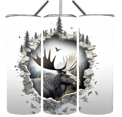 3D Effect Moose Forest 20oz Tumbler Insulated Travel Mug
