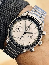 OMEGA SPEEDMASTER RARE ALBINO WHITE DIAL 39MM WRISTWATCH