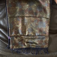 Rinaldo Carelli Tie Rack Bronze Blue Paisley Floral Silk & Lambs Wool back Scarf