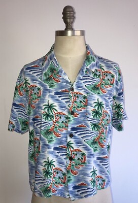 70er Jahre Pineapple Connection Tropical Beach Print Sommer Shirt, Größe M