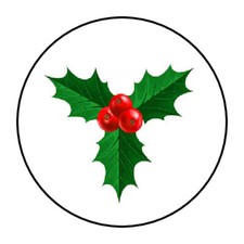 Christmas holly stickers, labels, tags, envelope seals, berries