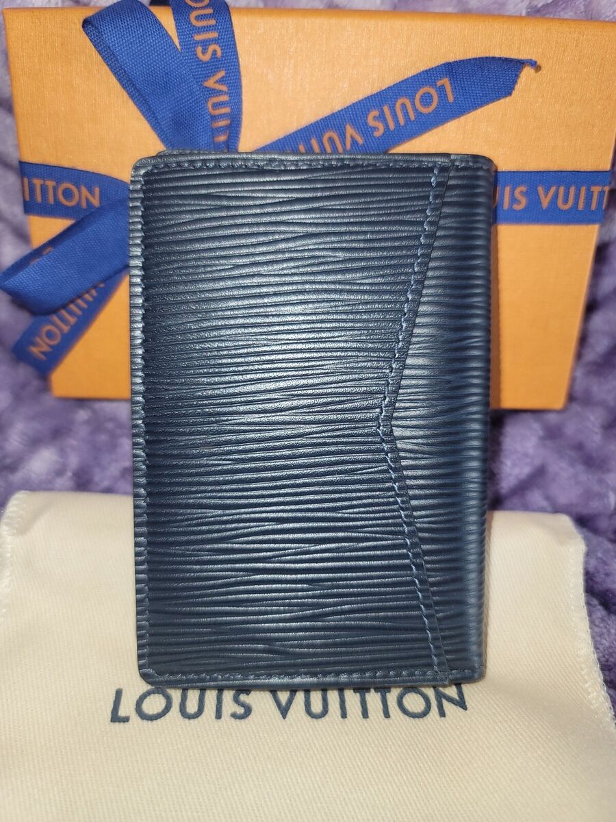 LOUIS VUITTON Monogram Leather Pocket Organizer Navy Blue