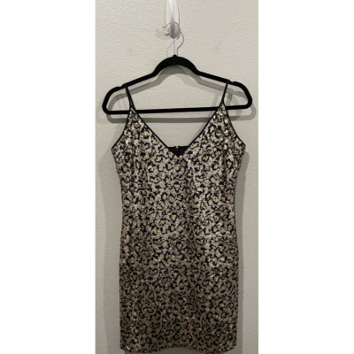BB DAKOTA Gold Leopard Cheetah Sequin Mini Dress Size 4 | eBay