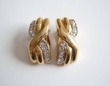 Vintage Swarovski Ear Clips With Rhinestones Stamp Swan 11.2 G/2.3 X 1.0 Cm