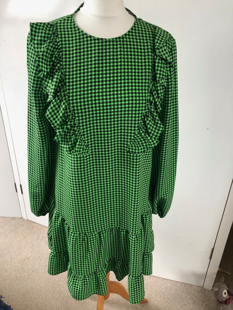 Topshop bright Green Check Frill Dress Size 8 BNWT | eBay UK Topshop bright Green Check Frill Dress Size 8 BNWT | eBay UK