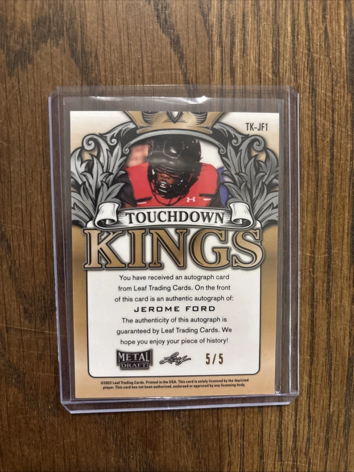 2022 Leaf Metal Draft Jerome Ford Rookie Touchdown Kings Snake Skin Auto /5 - Image 2 of 2