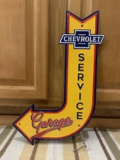 Chevrolet Service Garage Sign Arrow Vintage Style Wall Decor Tools Oil Gas Bar