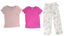 HUE Women's Perfect V-Neck 3-PC Pajama Set - Multi - Size Small - 2 tee 1 pants