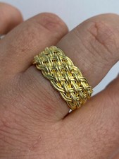 Mens Braided Weave RING Real 14k Gold Plated ...