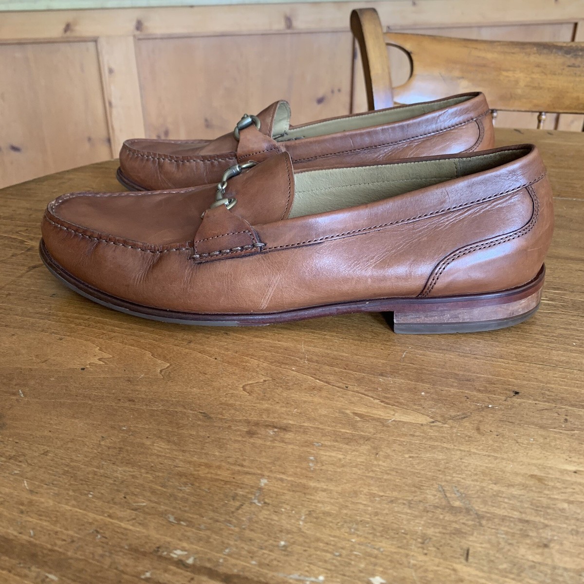 Cole Haan Mens Loafers Size 8.5 M Luggage Tan Leather Gold Tone Horse Bit Dress Cole Haan Luggage Tan Gold Tone Horse Bit Loafers Mens 12 M  main image 3
