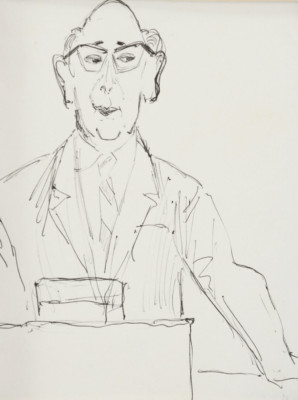 Man with glasses at desk | Study/drawing by Wolfgang Grimm