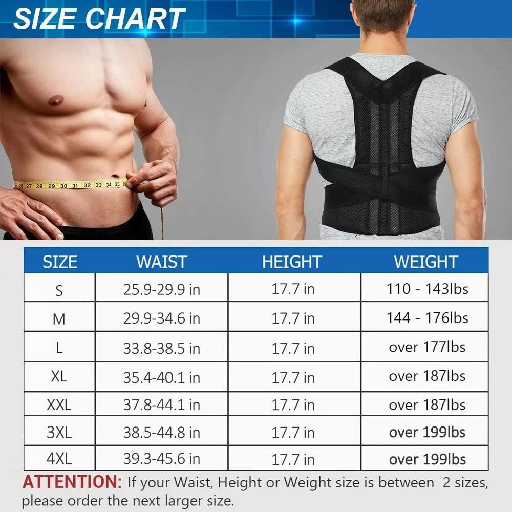 Copper fit back brace size cheap chart