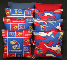 University of KANSAS JAYHAWKS KU CORNHOLE BEAN BAGS All Weather Resin Filled NEW