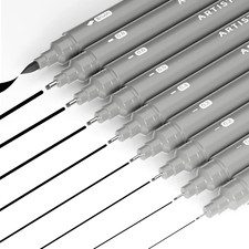 Set of 9 Fineliner Pens - Black Micro Pens with Ultra Fine Tips for Drawing, Ske