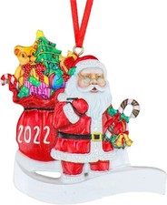 Santa Ornaments for Christmas Tree 2022,Customized Santa Wishes with Ribbon Loop