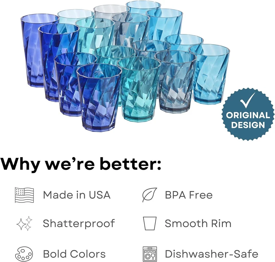 US Acrylic Optix Plastic 16 Piece Assortment, blue, gray, teal, violet Foto 2 de 4