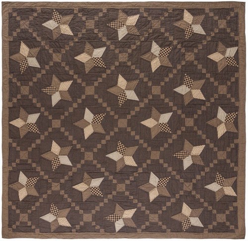 Farmhouse Star Patchwork Quilt Charcoal Gray & Black Irish Chain Hand Quilted - Picture 3 of 11