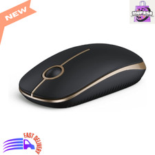 Black and Gold Wireless Slim Mouse, 2.4G Optical, Silent, Portable for PC