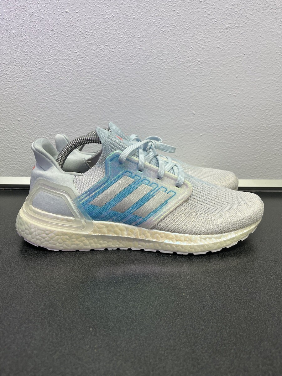 Adidas Womens Ultra Boost 20 FV8336 White Blue Running Shoes