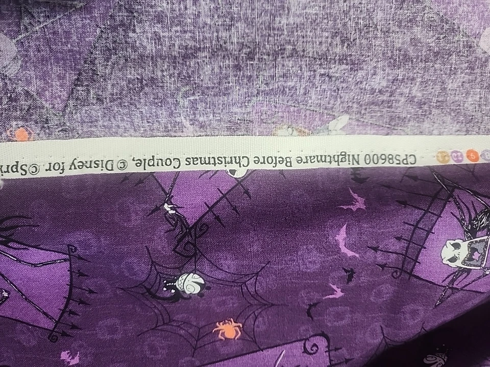 Disney Nightmare Before Christmas Jack & Sally Purple  Fabric 2016 1 Yards & 3/4 - Image 3 of 4