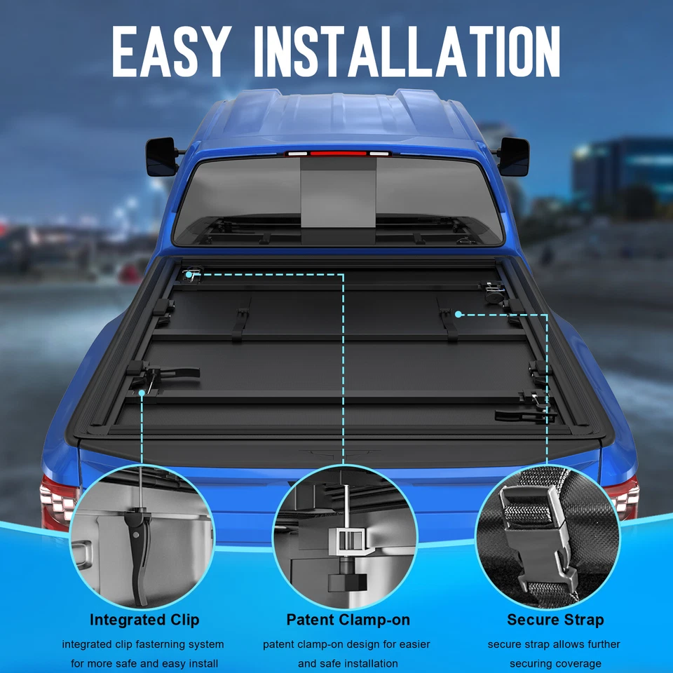 3-Fold 5FT Soft Bed Tonneau Cover For 05-18 Nissan Frontier 09-14 Suzuki Equator - Image 4 of 4