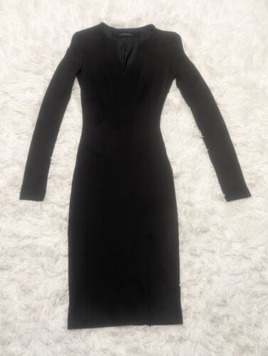 Patrizia Pepe Long Black Long Sleeve Bodycon Dress - Size 40  - Afbeelding 1 van 6
