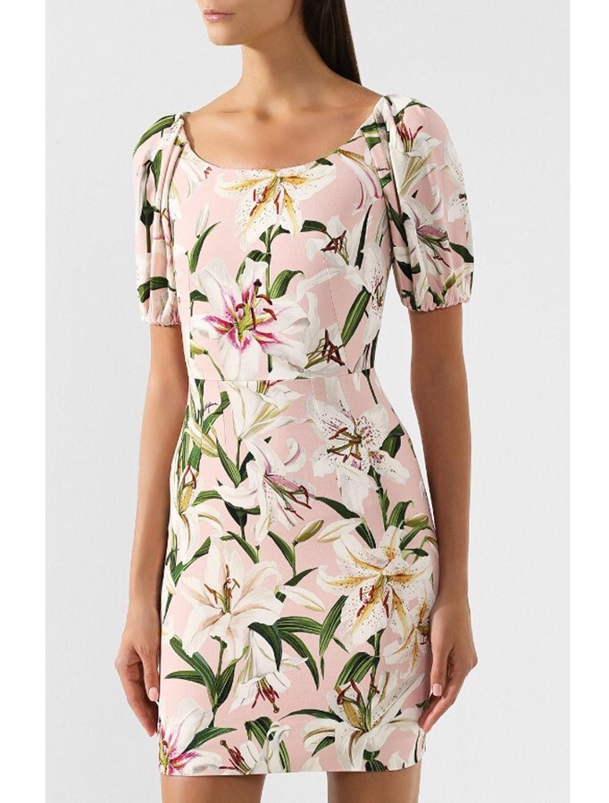 Dolce & Gabbana コットン フローラル キャミソール ワンピース DOLCE & GABBANA Dress Pink White Floral Mini Shift Bodycon