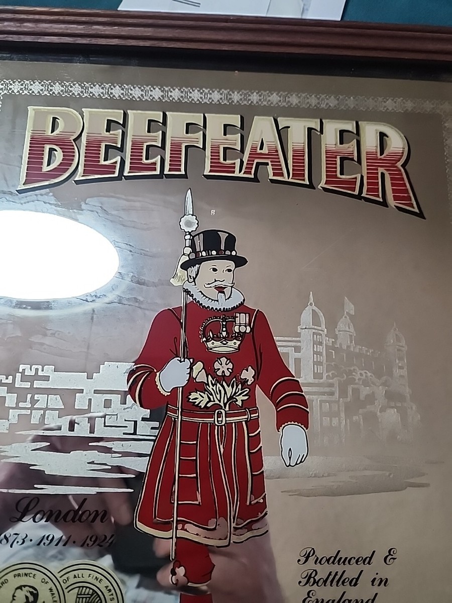 【希少】BEEFEATER  DRY GINアンティーク　パブミラー Vintage Beefeater London Mirror Wall Sign England Distilled