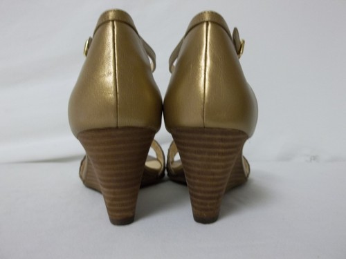 Cole Haan Size 6.5 M Rosalin Gold Open Toe Wedges New Womens Shoes NWOB - Picture 7 of 7