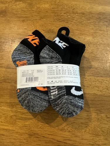 Nike Kids 7C 10C Ankle Socks BN0551-023 Black Heather Gray 6 Pairs New With Tags - Picture 4 of 6