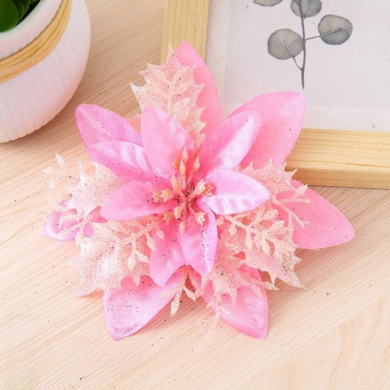 Christmas Flower Decor With Gold Silver And Red Colors For Holiday Tree - Image 4 of 4