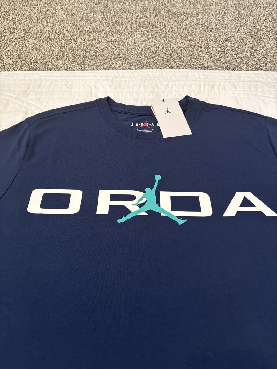 Nike Air Jordan Stretch Jumpman Logo Men XL Blue Crew T-Shirt