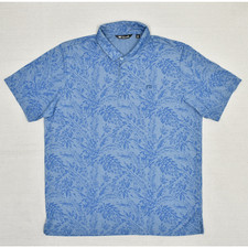 Travis Mathew Men's Polo Shirt Cotton Blend Blue Size 2XL Pima Golf Tropical