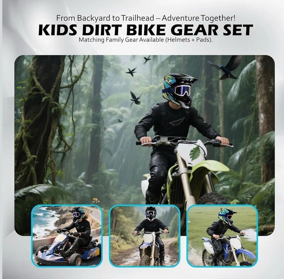 Casco ATV Loyoriwy para niños con visera moto de cross para niños 8-14 DOT aprobar talla (M) Foto 4 de 4