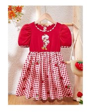 New Girls Strawberry Shortcake Short Sleeve Gingham A-Line Dress