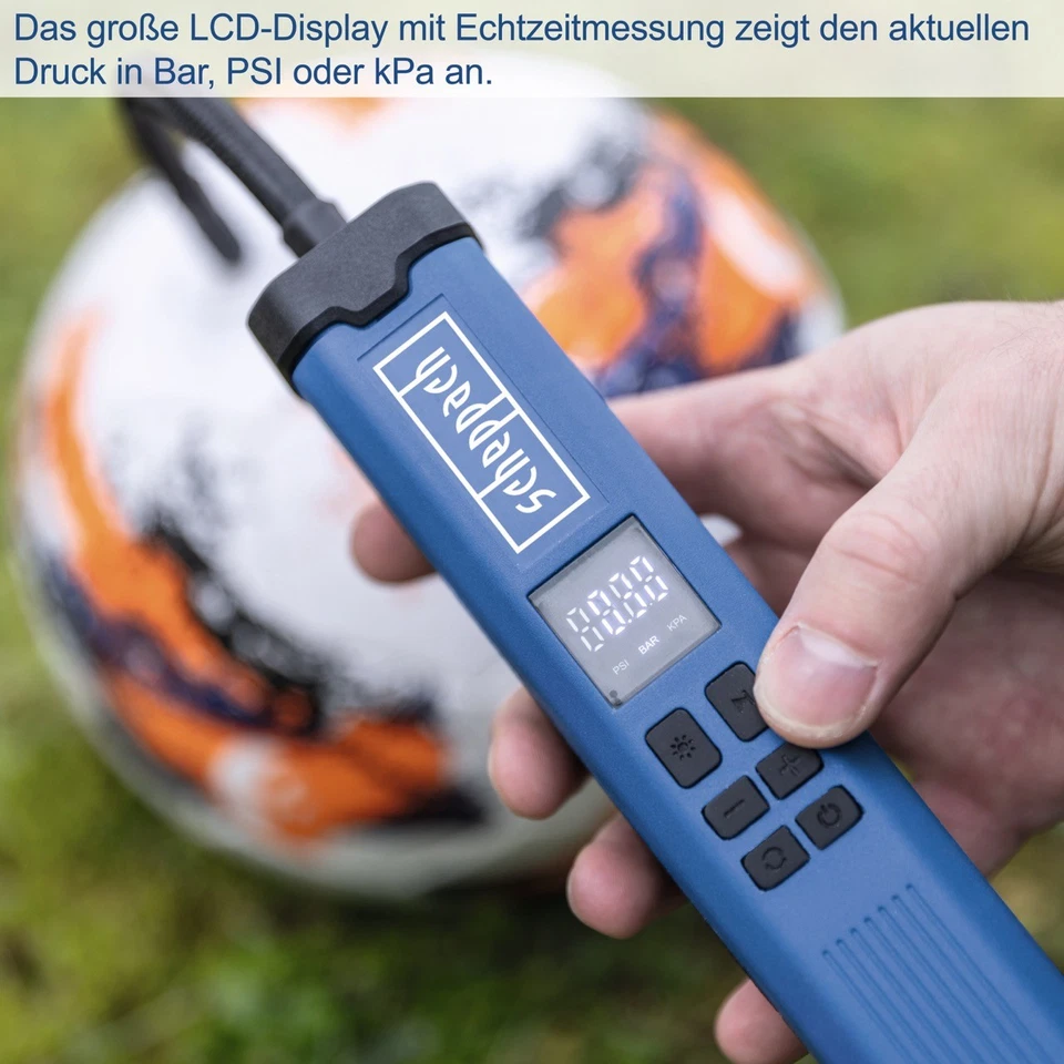 Scheppach Akku Luftpumpe Elektrische Fahrradpumpe mit Display 10,3bar Kompressor - Bild 2 von 4