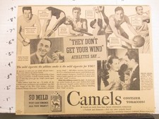 newspaper ad Camel Cigarettes 1935 Georgia Coleman Mel Ott baseball Gene Sarazen