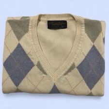Vintage BROOKS BROTHERS Men’s XL Cream V-Neck Argyle Sweater Vest Hong Kong